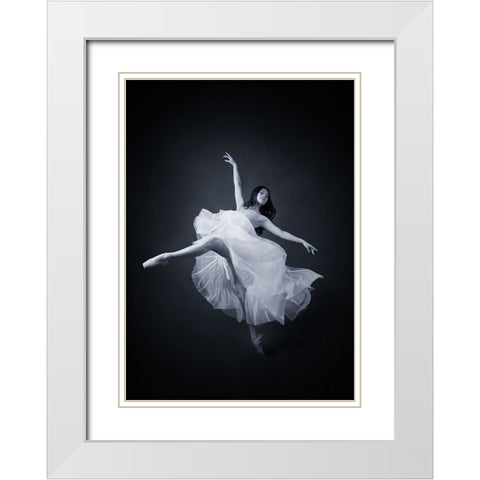 Flying Dance White Modern Wood Framed Art Print with Double Matting by Meng, Mia