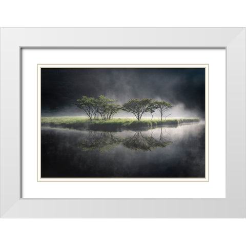 illuminate White Modern Wood Framed Art Print with Double Matting by Nagase, Akira
