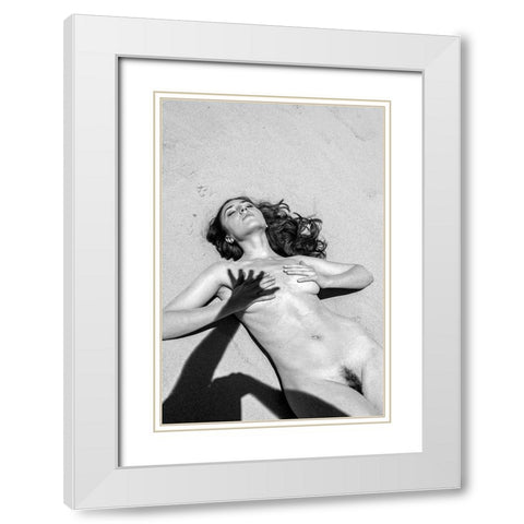 Shadow Hand White Modern Wood Framed Art Print with Double Matting by Blasko, Jan