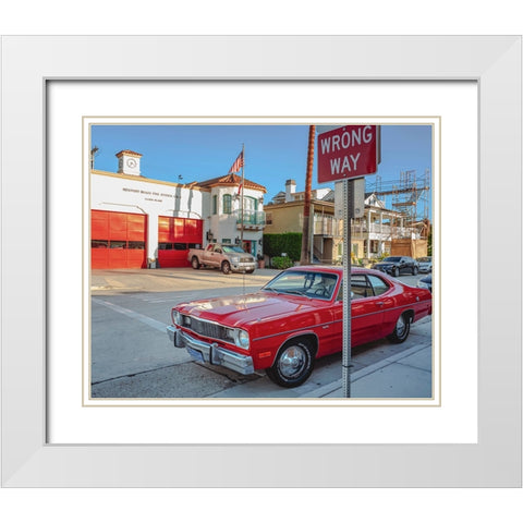 Red Ii White Modern Wood Framed Art Print with Double Matting by Guo, Leah