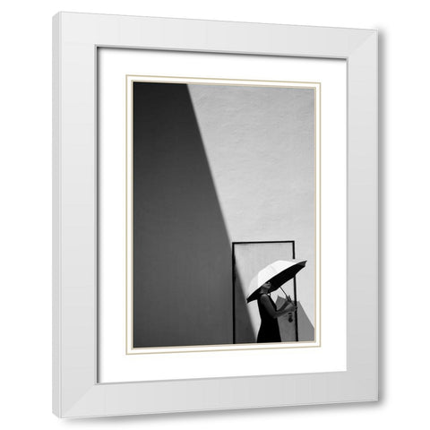 Light and Shadow White Modern Wood Framed Art Print with Double Matting by Long, Kieron
