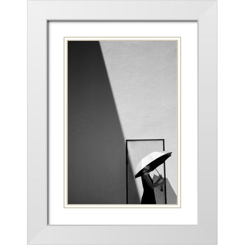 Light and Shadow White Modern Wood Framed Art Print with Double Matting by Long, Kieron