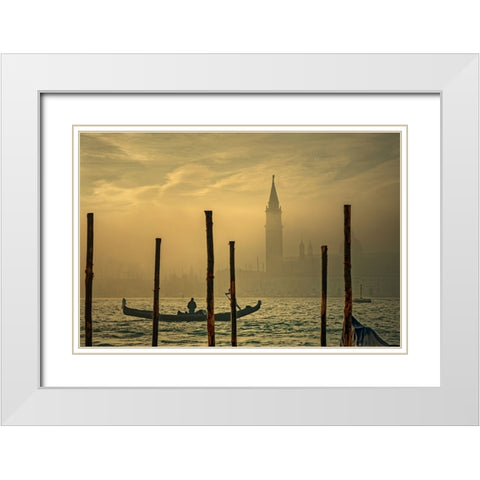 Gondola in the mist White Modern Wood Framed Art Print with Double Matting by Dupont, Isabelle