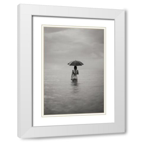 The Woman In The Lake White Modern Wood Framed Art Print with Double Matting by Graf, James