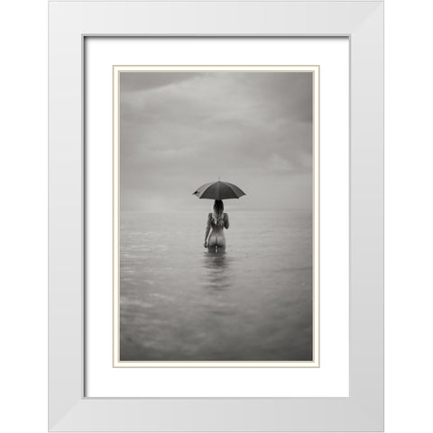 The Woman In The Lake White Modern Wood Framed Art Print with Double Matting by Graf, James
