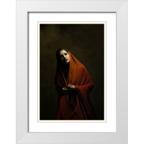 Persian Girl White Modern Wood Framed Art Print with Double Matting by Hasheminasab, Moein