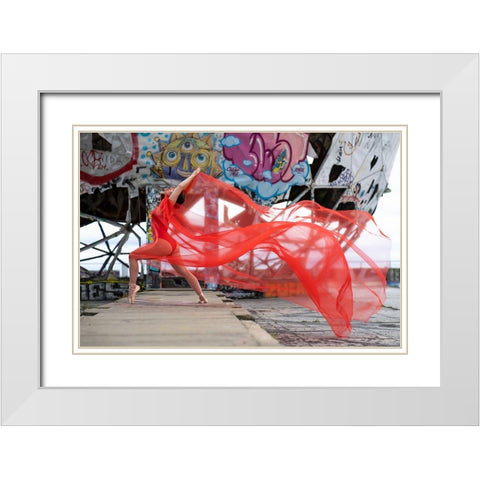 The Woman In The Storm White Modern Wood Framed Art Print with Double Matting by Graf, James