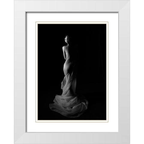 Body White Modern Wood Framed Art Print with Double Matting by Fifi, Magdalena