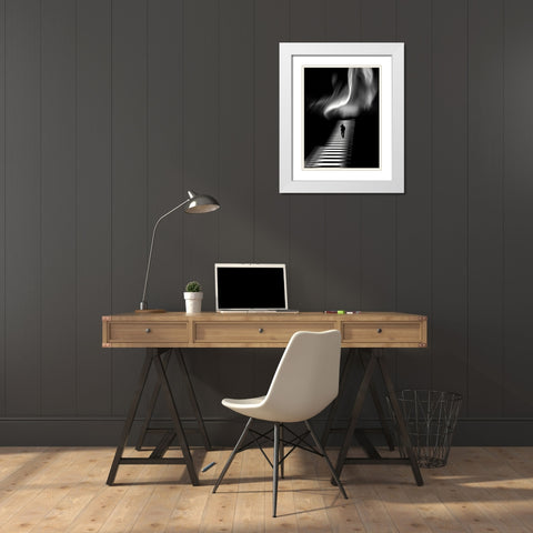 accanemm White Modern Wood Framed Art Print with Double Matting by Lammakmak