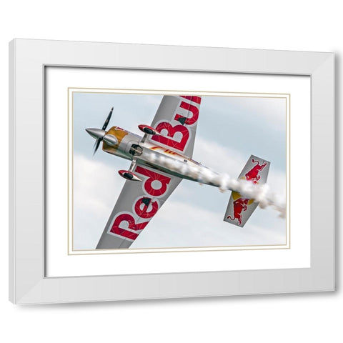 RedBull plane White Modern Wood Framed Art Print with Double Matting by Bondarenko, Alexander