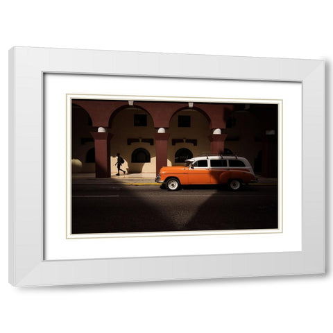 Heart Of Cuba White Modern Wood Framed Art Print with Double Matting by Mirica, Dan