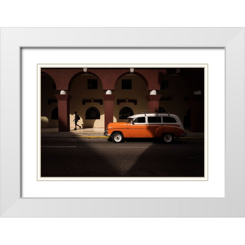 Heart Of Cuba White Modern Wood Framed Art Print with Double Matting by Mirica, Dan