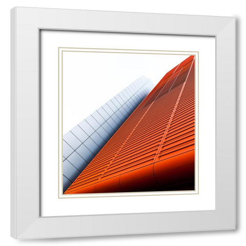 Red Wall White Modern Wood Framed Art Print with Double Matting by Lionse, Art
