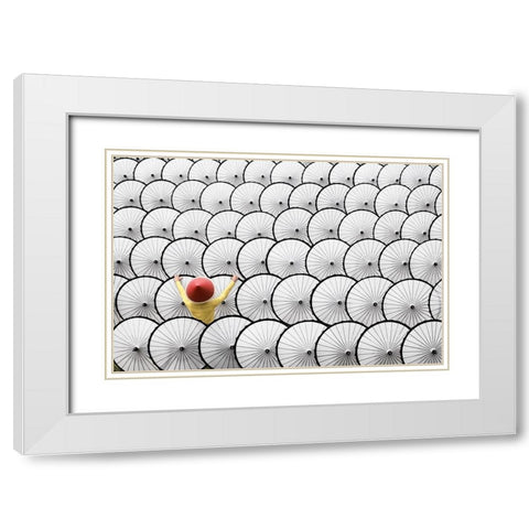White Umbrella White Modern Wood Framed Art Print with Double Matting by Herliyanto, Gatot