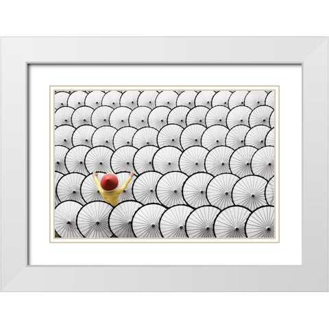 White Umbrella White Modern Wood Framed Art Print with Double Matting by Herliyanto, Gatot