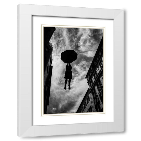 Hanging in there White Modern Wood Framed Art Print with Double Matting by Roos, Wille