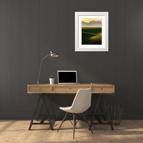 Spring sunset White Modern Wood Framed Art Print with Double Matting by Ilkovic, David