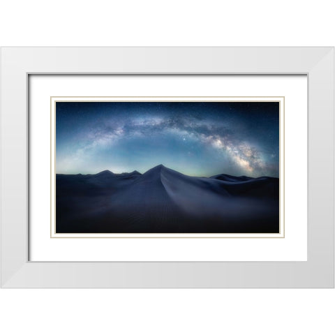 Desert Starry Sky White Modern Wood Framed Art Print with Double Matting by Cui, Yuan