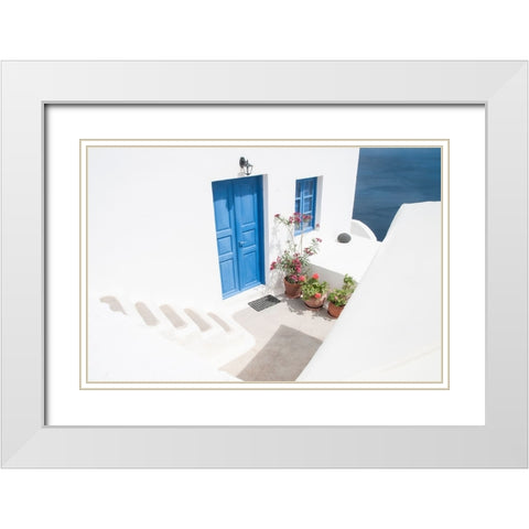 Steps Down To Blue White Modern Wood Framed Art Print with Double Matting by Wride, Linda