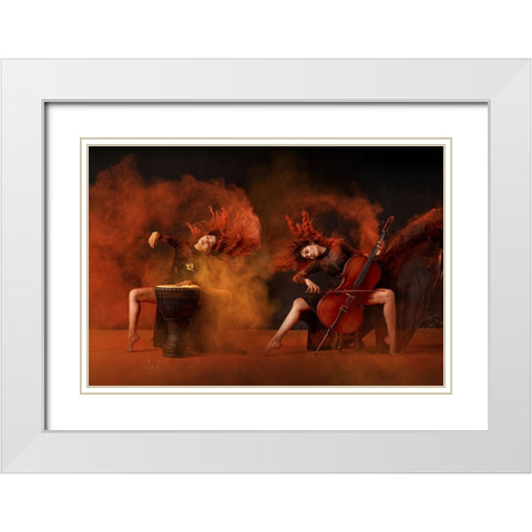 Brisk Music White Modern Wood Framed Art Print with Double Matting by Adhisuria, Rubby