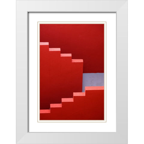 red stairs White Modern Wood Framed Art Print with Double Matting by L. Bardaji, Rafael