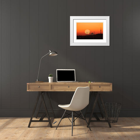 Sunrise In Istanbul White Modern Wood Framed Art Print with Double Matting by Jin, Jie