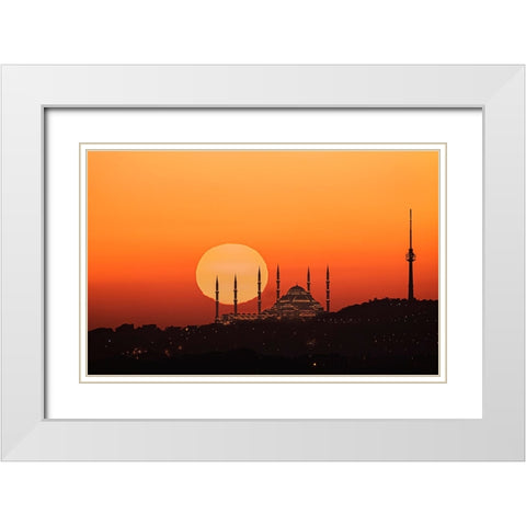 Sunrise In Istanbul White Modern Wood Framed Art Print with Double Matting by Jin, Jie