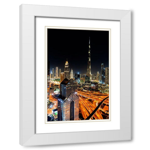 The night life of Dubai. White Modern Wood Framed Art Print with Double Matting by Arifuzzaman, Md.
