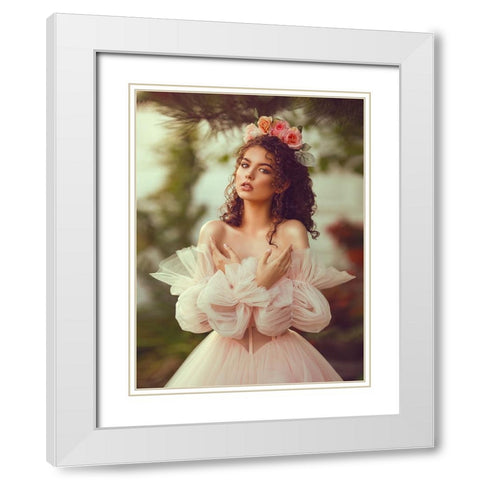 Spring White Modern Wood Framed Art Print with Double Matting by Fedur, Adalia
