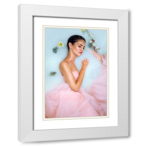 Milk Bath White Modern Wood Framed Art Print with Double Matting by Fedur, Adalia