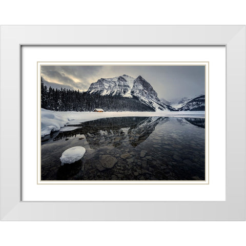 Winter wonderland White Modern Wood Framed Art Print with Double Matting by P., Ruiqing