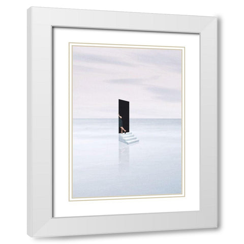 Escapism White Modern Wood Framed Art Print with Double Matting by Leon, Maarten