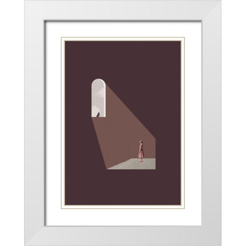 Enlighten me White Modern Wood Framed Art Print with Double Matting by Leon, Maarten