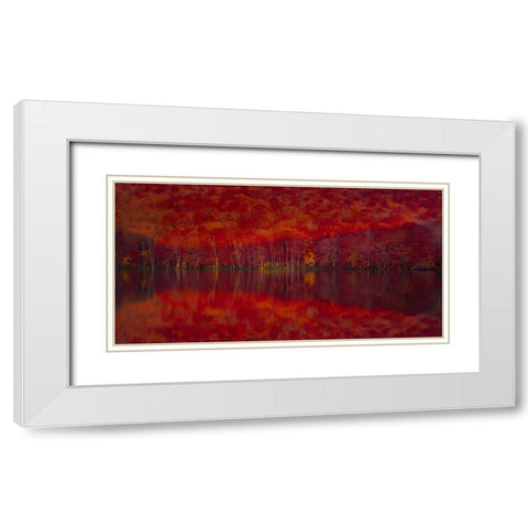 Burning red leaves White Modern Wood Framed Art Print with Double Matting by Chen, Liang