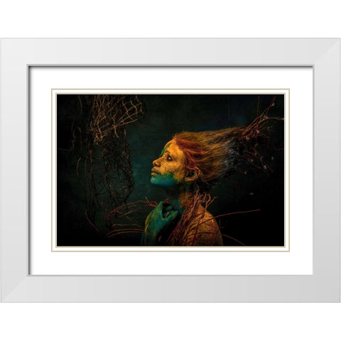 MERMAID White Modern Wood Framed Art Print with Double Matting by Paul, Dipankar
