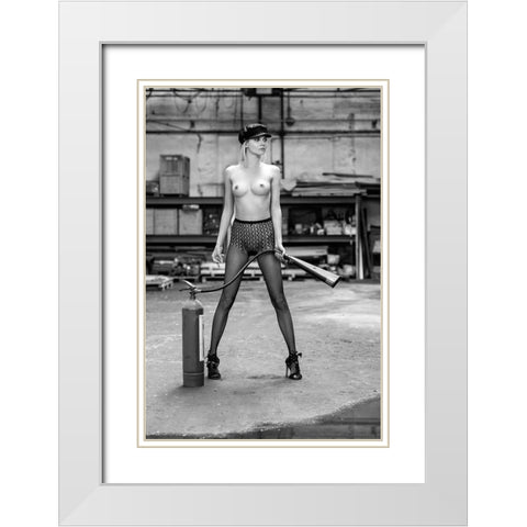Lingerie White Modern Wood Framed Art Print with Double Matting by Blasko, Jan