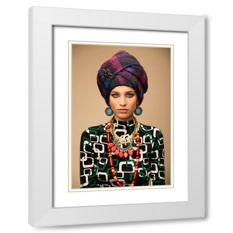 Zarina White Modern Wood Framed Art Print with Double Matting by Diaz, Anderson