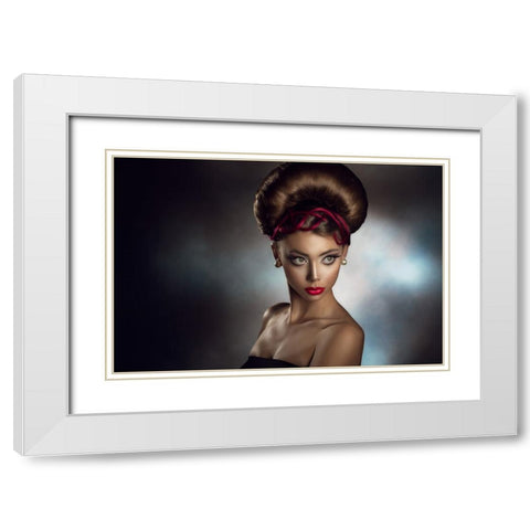 Anita 7 White Modern Wood Framed Art Print with Double Matting by Tambe, Peppe