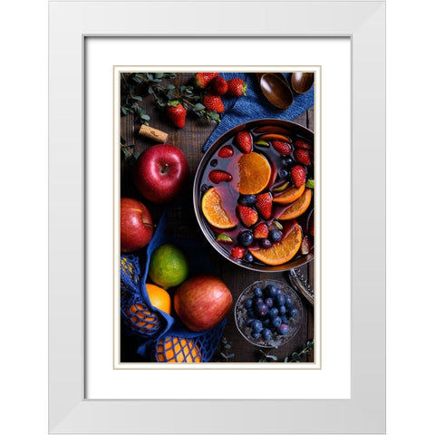 Sangria Table White Modern Wood Framed Art Print with Double Matting by Aoki, Juri