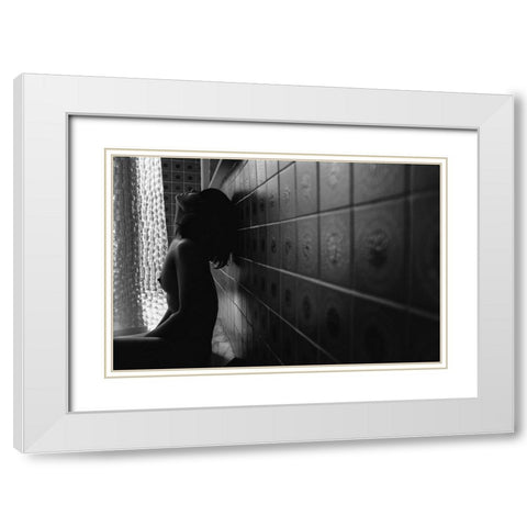Afternoon Girl White Modern Wood Framed Art Print with Double Matting by Ishikura, Takaaki