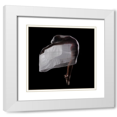 Ballet7551 White Modern Wood Framed Art Print with Double Matting by Dawn, Rajat