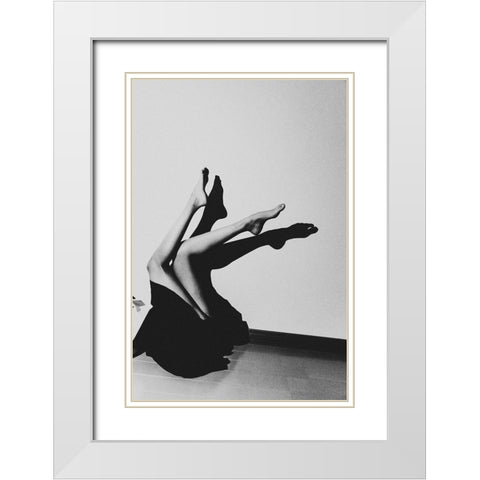crane White Modern Wood Framed Art Print with Double Matting by Sangan, Kurosaki