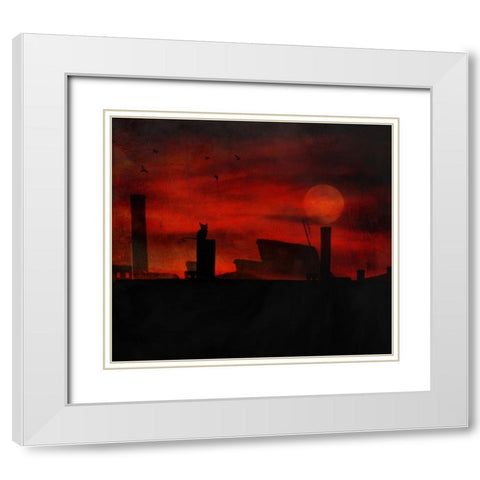 Cat Stories White Modern Wood Framed Art Print with Double Matting by Robert