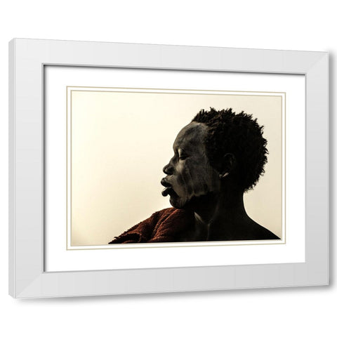sunset at a mundari camp, South Sudan White Modern Wood Framed Art Print with Double Matting by Molina, Elena