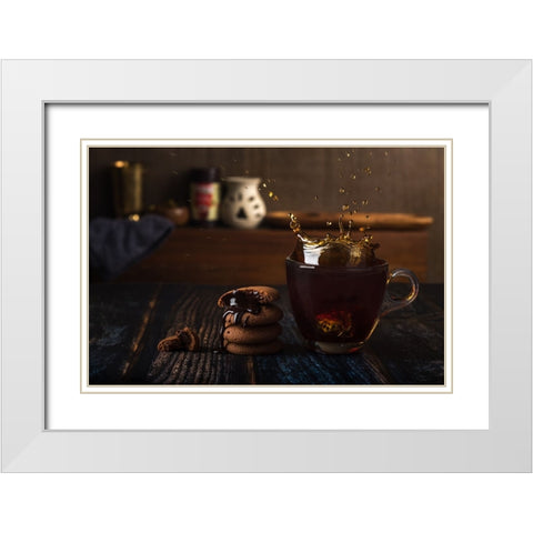 Splash White Modern Wood Framed Art Print with Double Matting by Dhuper, Sumit