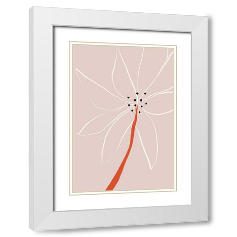 Abstract Flower No 1 White Modern Wood Framed Art Print with Double Matting by Sawall, Anastasia