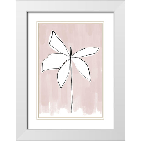 Bordered Flower White Modern Wood Framed Art Print with Double Matting by Sawall, Anastasia