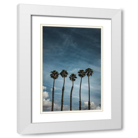 Five Palms White Modern Wood Framed Art Print with Double Matting by Mossholder, Tim