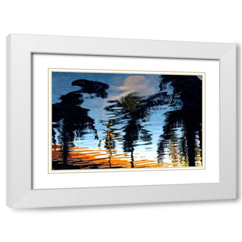 Palm Reflections White Modern Wood Framed Art Print with Double Matting by Mossholder, Tim