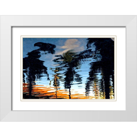 Palm Reflections White Modern Wood Framed Art Print with Double Matting by Mossholder, Tim